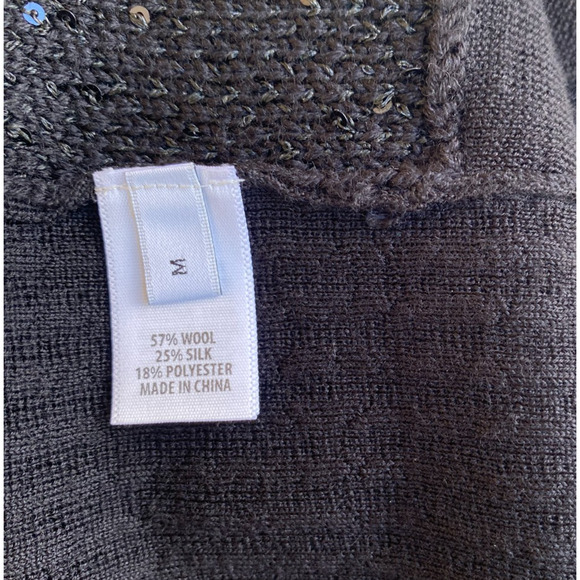 CURRENT St John Sequin-Front Wide Rib Knit Wool Silk Cardigan sz M $795 - Picture 10 of 13